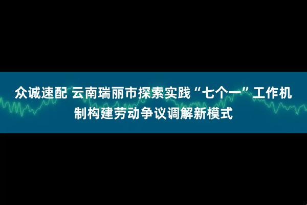 众诚速配 云南瑞丽市探索实践“七个一”工作机制构建劳动争议调解新模式