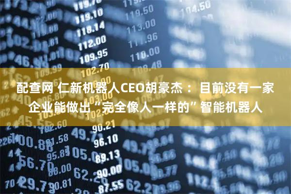 配查网 仁新机器人CEO胡豪杰 ：目前没有一家企业能做出“完全像人一样的”智能机器人