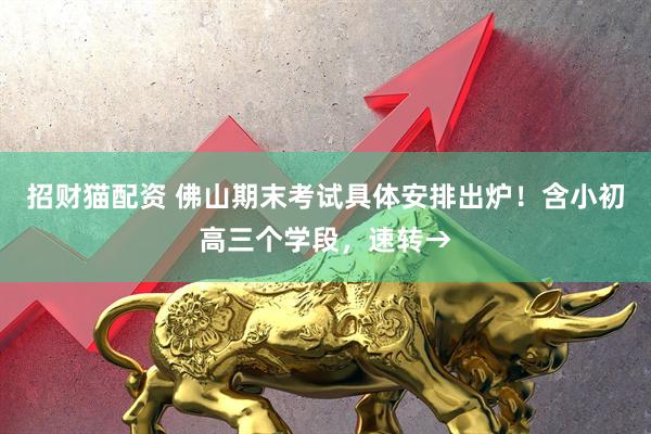 招财猫配资 佛山期末考试具体安排出炉！含小初高三个学段，速转→
